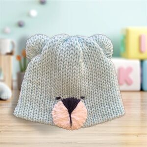 Blue Bear Knit Baby Hat